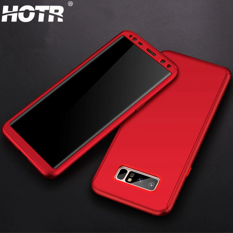 HOTR Note 8 Tempered Glass Screen Film Case for Samsung Galaxy Hard PC Cover Full Protect with Protector Shell |