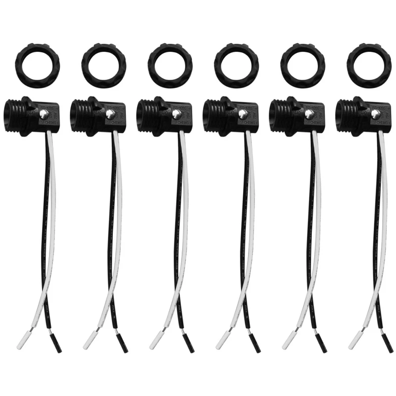 6 шт. 2A 125V E12 цоколь канделябры с винтовыми кольцами " провода E12 лампа держатель светильник гнездо черный