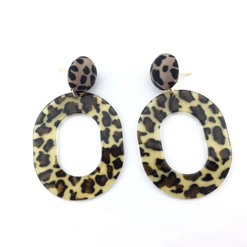 

European Fashion Geometric Jewelry Personality Acrylic Leopard Women Earrings