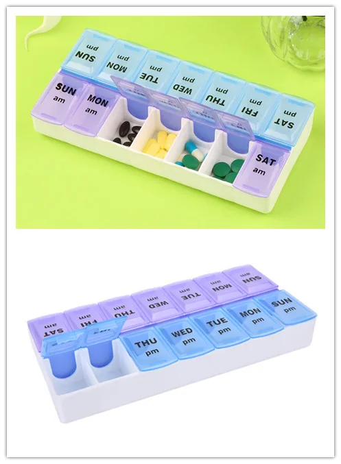 7 Day Pill Box WEEKLY Medicine Organizer Tablet Storage Dispenser Medical Box Case Clip Lids Container Storage