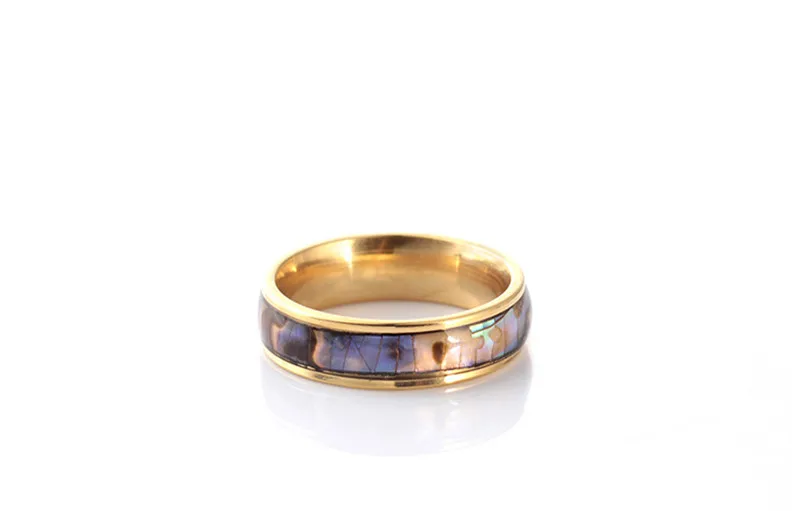 6mm Gold Модные 6 мм нержавеющая сталь Абалон ракушки инкрустация простой кольцо для женщин и мужчин обручальные кольца любителей ювелирных изделий - Цвет основного камня: 6mm Gold