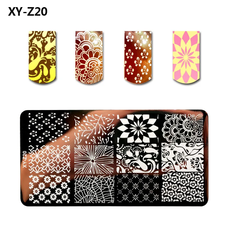 1 шт ногтей штамп шаблонные штампы пластины красоты цветок геометрические прямоугольные маникюрные изображения пластины - Цвет: XY-Z20