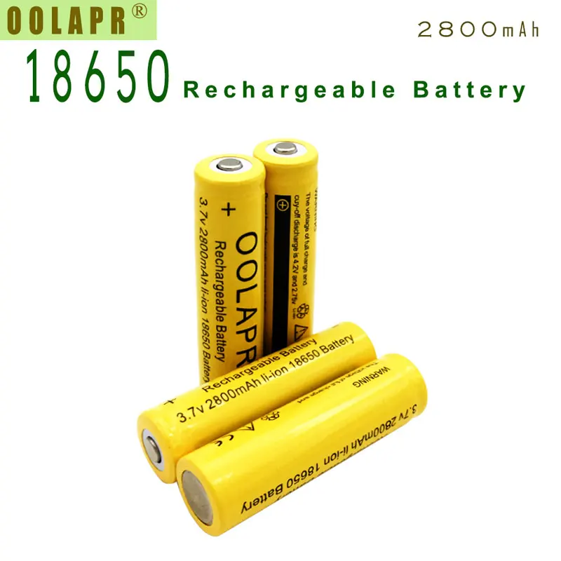 

OOLAPR 4 PCS/lot 18650 rechargeable battery Original li-ion 18650 battery 2800mah 3.7V Free Shipping-YELLOW