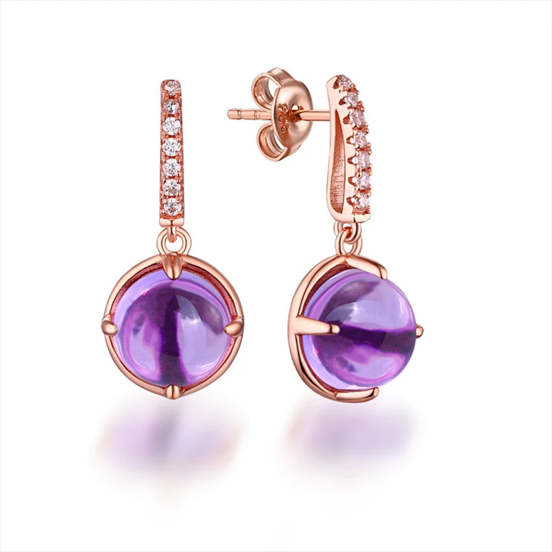 

ANI 925 Sterling Silver Women Drop Earrings Natural Amethyst Elegant Gemstone Fine Jewelry Engagement Dangle Earrings for Women