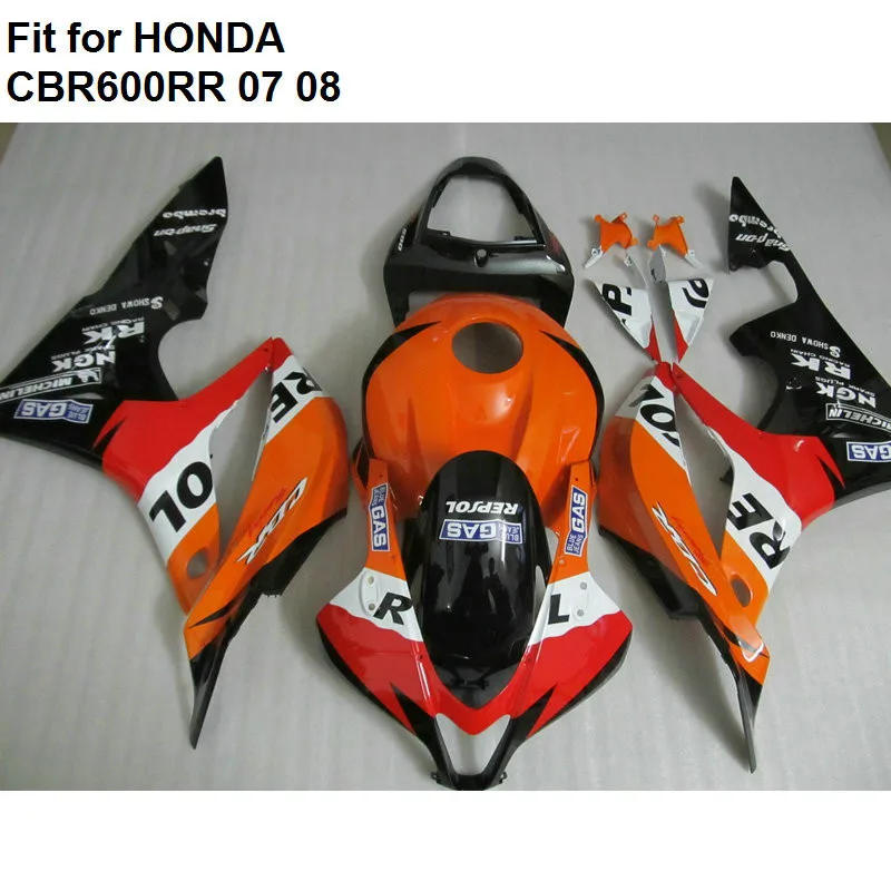 Послепродажного тела корпусов Обтекатели для Honda CBR 600 RR 2007 2008 красный черный обтекатель комплект CBR600RR 07 08 5I09