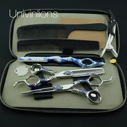 Univinlions 6 "440C Master японский Парикмахерские ножницы парикмахер истончение Razor Ножницы Горячие Ножницы Зигзаг