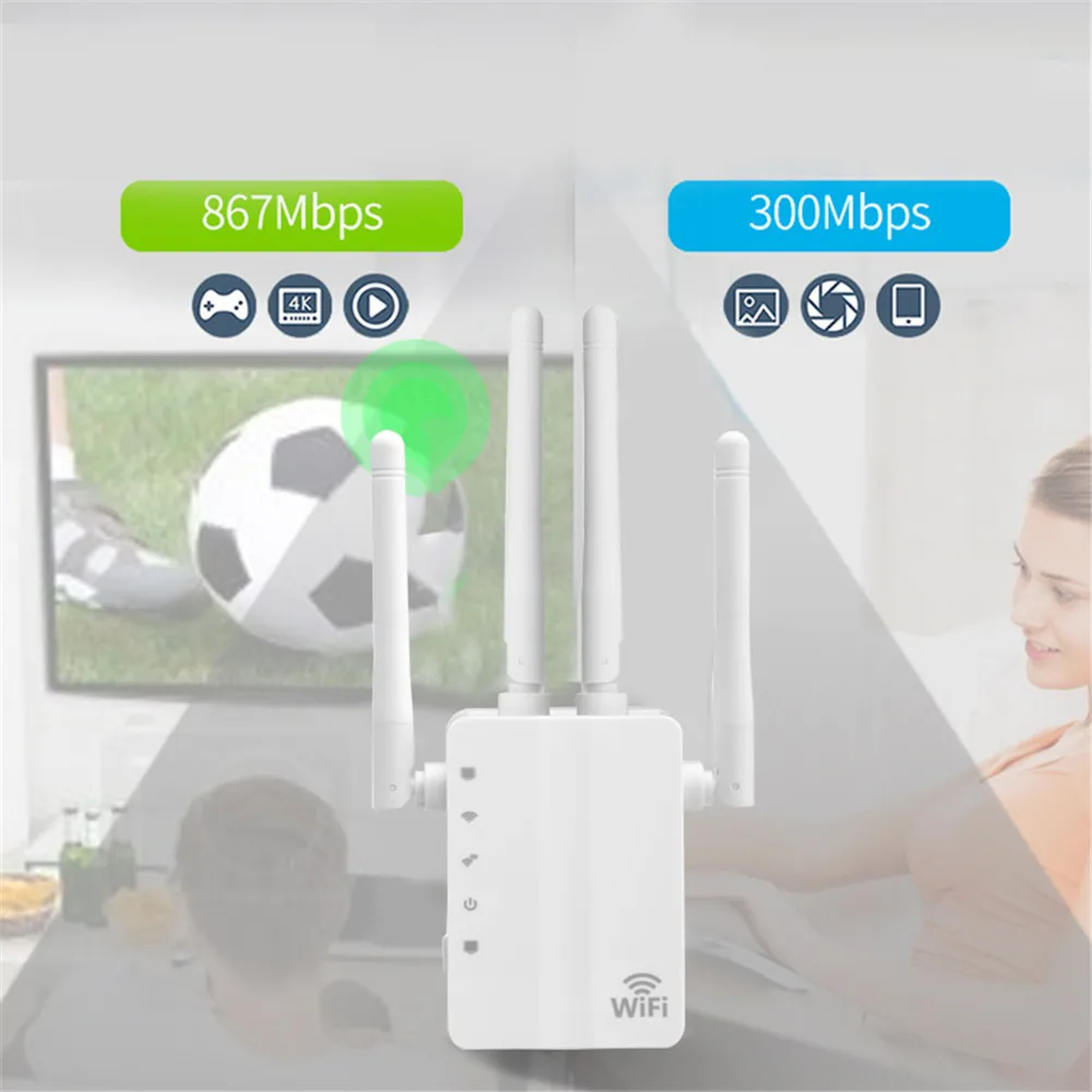 

1200 Mbps Dual Band Wireless AC 2.4G/5.8G Wifi Repeater 4 Antennas Bridge Signal Amplifier XXM8