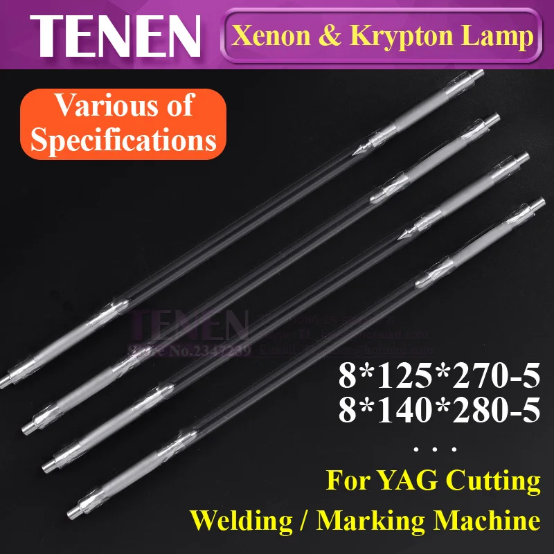 Laser Xenon Krypton Tube Kr Xe 8x125x270 Short Arc Lamp Q switch Nd