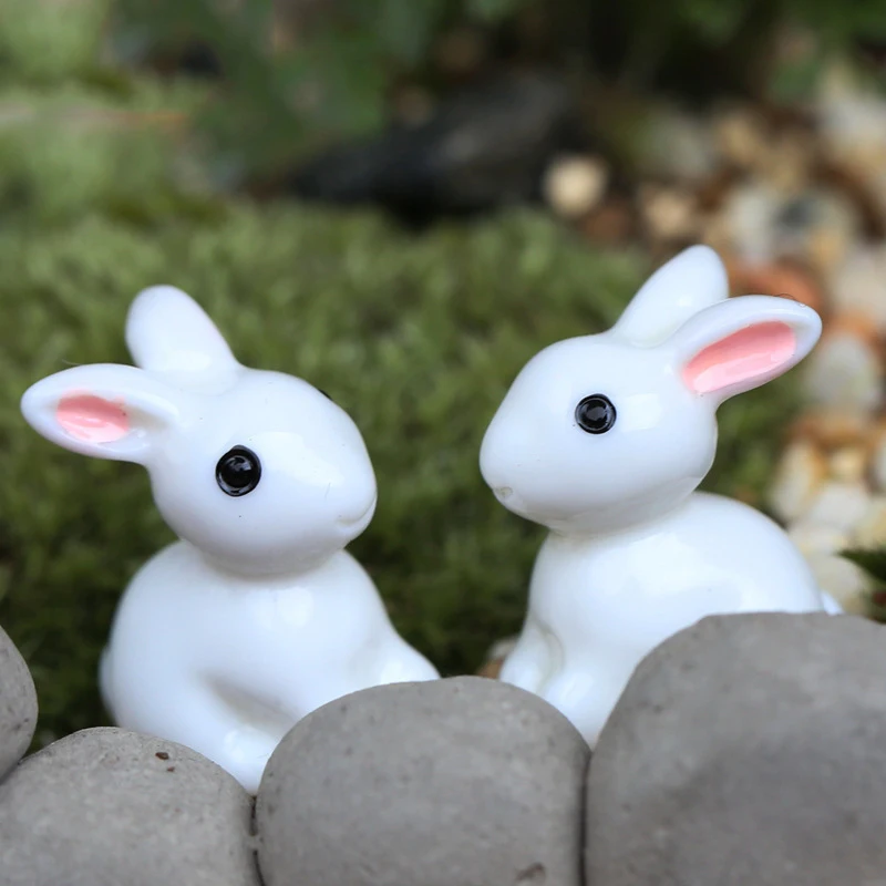 2 шт. милый резиновый кролик милый мини кукольный дом аксессуар украшение дома сад миниатюры DIY кукла