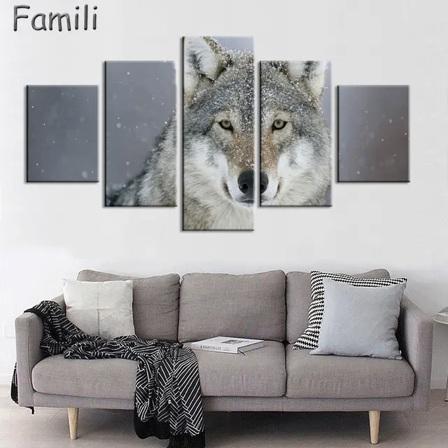 Canvas Print Wall Art Painting Picture Printed Wolves In Snow For Canvas Print Wall Art Painting Picture