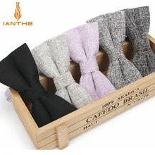 Ianthe мужской модный однотонный галстук-бабочка, Мужской Свадебный галстук-бабочка из хлопка и полиэстера, винтажный галстук-бабочка