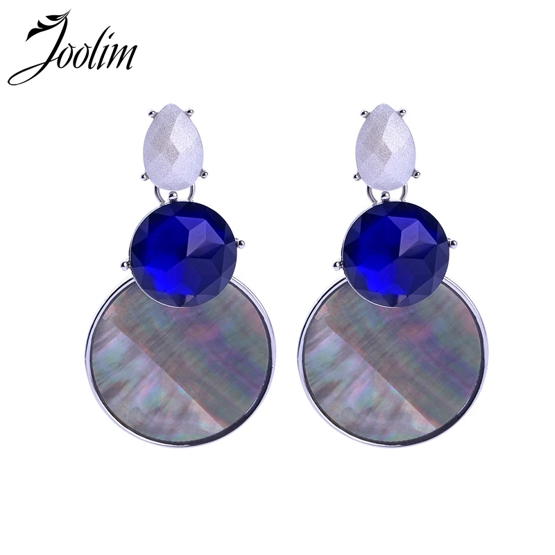 

Joolim Refined Blue Shell Paper Round Drop Earring Party Earring For Wholesale