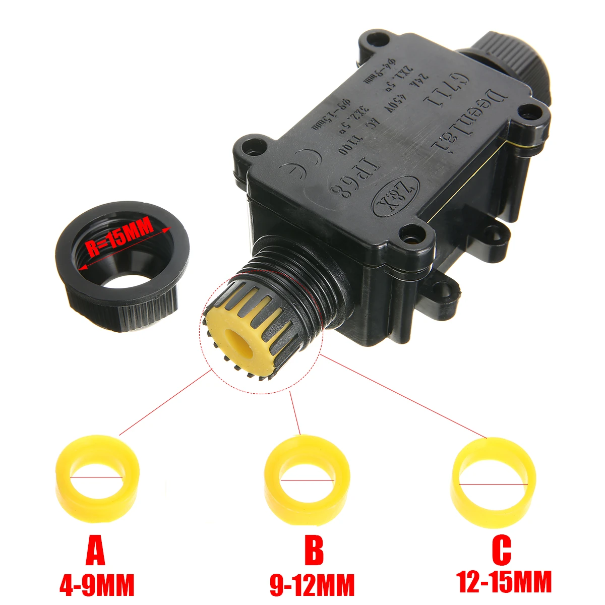 2-way Waterproof IP65 Cable Connector Junction Box suitable for Power Cables 2-way Waterproof IP65 Cable Connector Junction Box suitable for Power Cables