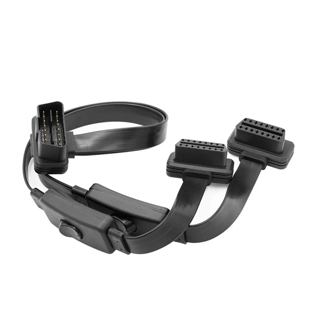 Автомобильный диагностический кабель OBD2/II 1IN2 плоский удлинитель с 16 Pin на длина 50