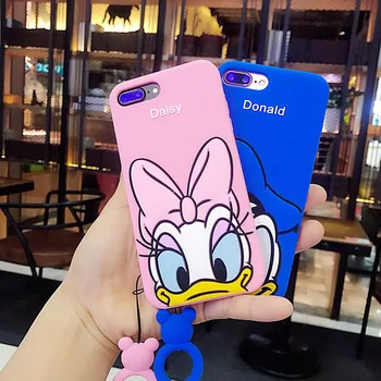 

10pcs/lot Disny Cartoon Daisy Duck Silicone Anti-knock Soft Back Cover Phone Case For iPhoneX 8/6s 7plus Skinny Shell Protect
