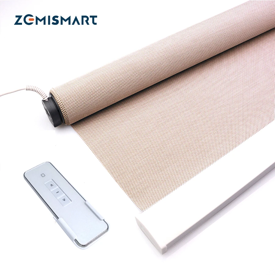 

Customizable Motorized Curtain Remote Control Automation Perspective/Ventilate fabric Roller Blinds with Motor Grey White Beige