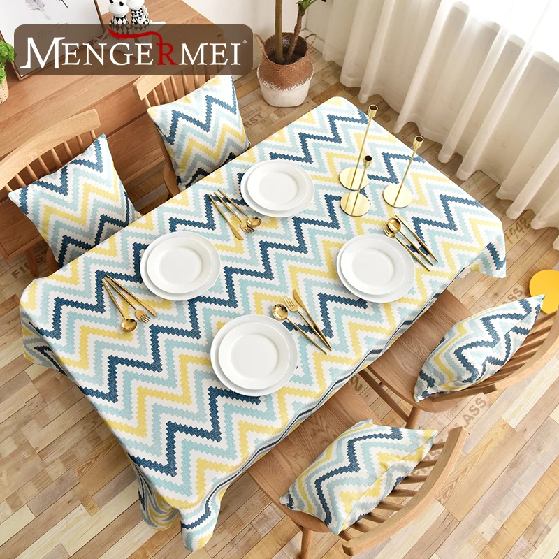 

Striped Table Cloth For Weding Dining Rectangular Printed Tablecloth Kitch Hotel Table Cover Waterproof Oilproof Tabletop ZB-04
