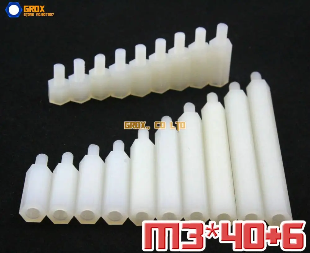 50 шт. нейлон M3 x 40+ 6 мм женщин и мужчин печатной плате противостояние Hex Spacer