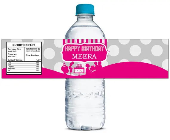 48x Personalized Water Bottle Labels Birthday Party Favors Gifts Tags Personalised Candy ...