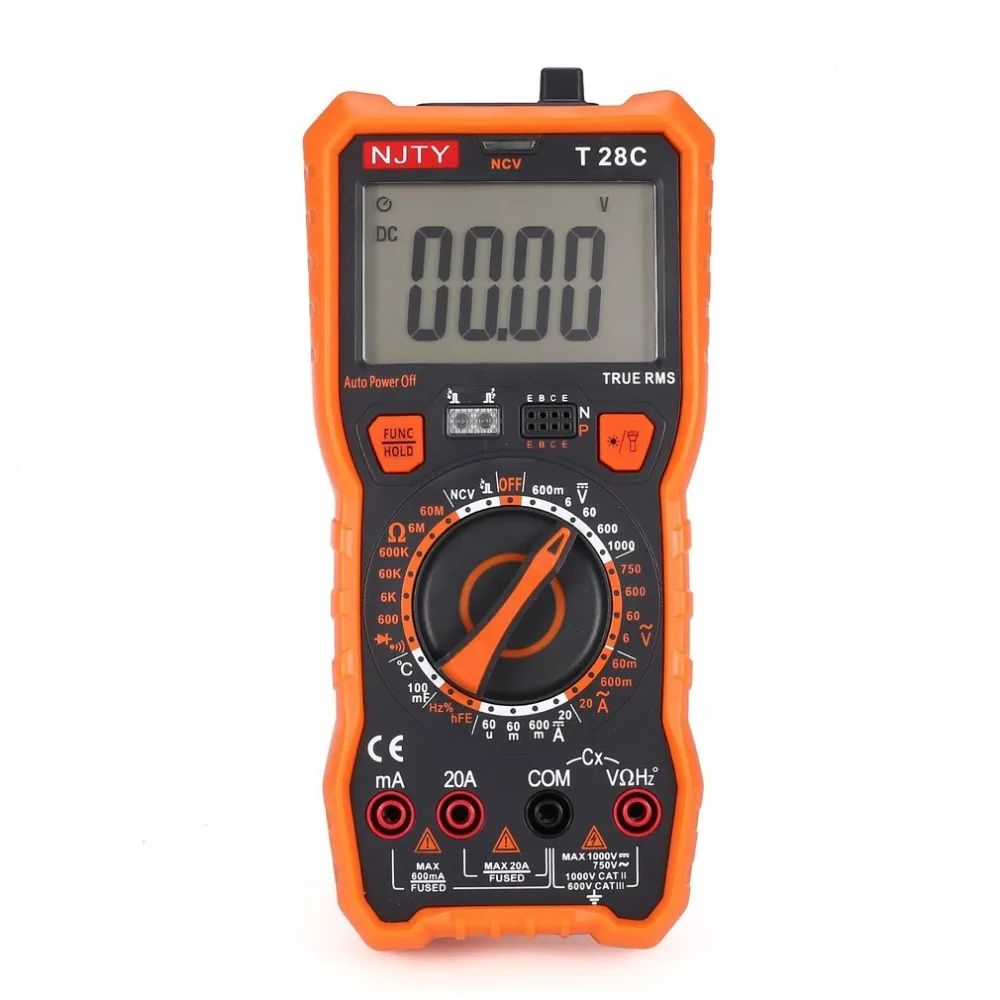 

T28C Digital Multimeter DC/AC Voltage Current Meter Mini Ammeter Ohm Diode NCV Tester True RMS 6000 Counts Multitester