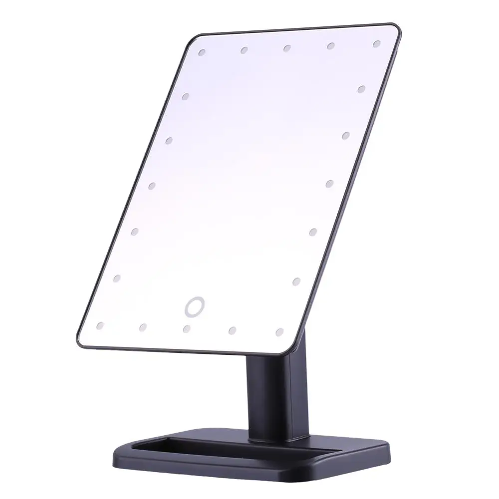 Black 20LED Сенсорный экран с подсветкой подставка для макияжа зеркало настольное Косметика с подсветкой зеркала для ванной зеркало для душа новое поступление - Цвет: Black