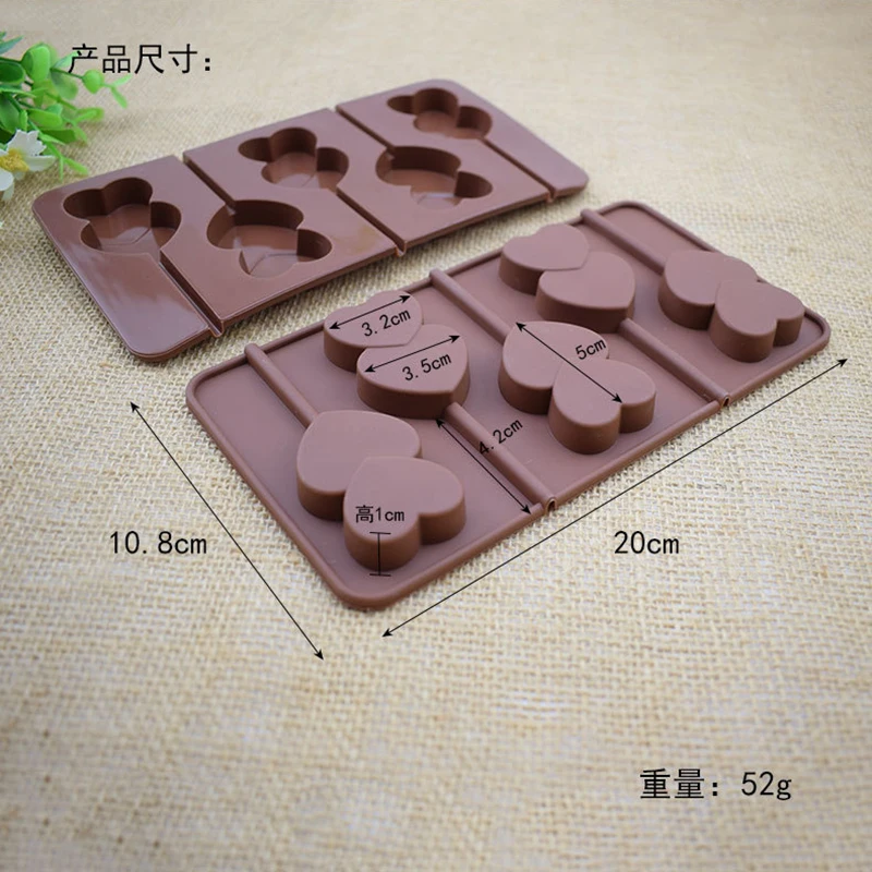 Двойное сердце леденец плесень DIY силиконовые формы для выпечки 3D ручной работы