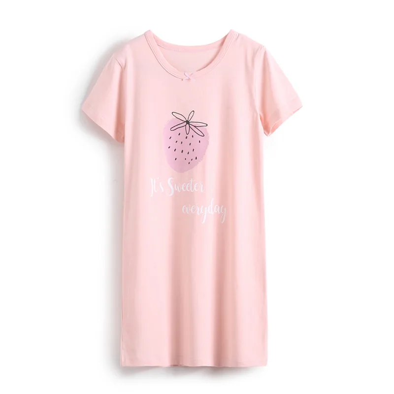 Pink Одежда для сна для девочек детская одежда с рисунком фруктов пижамы для маленьких девочек хлопковая ночная рубашка принцессы домашняя одежда для детей - Цвет: Pink