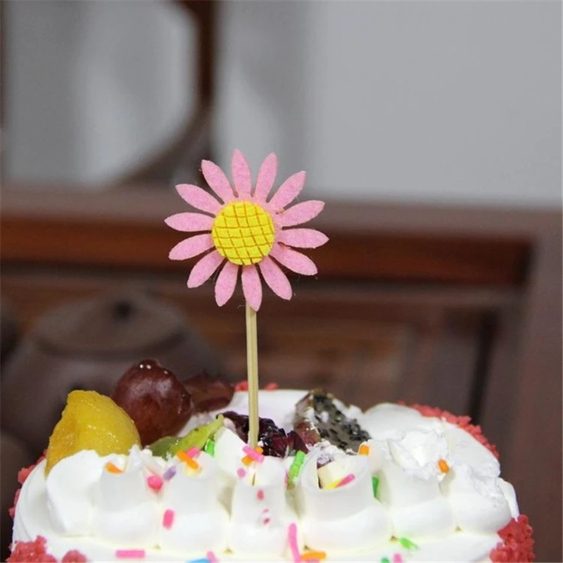 3 Pcs Sunflower Cake Decoration Flags Dessert Table Dress Up For