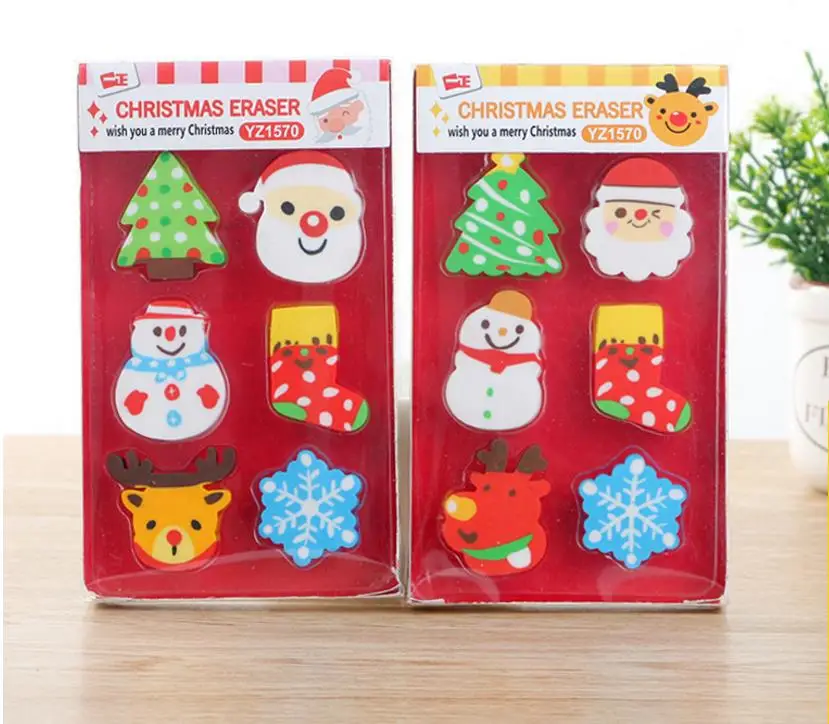 Coloffice 1PC Cartoon Christmas Kawaii Snowman Colorful Shape Eraser For Kids Student Gift Novelty Item Office School Supplies