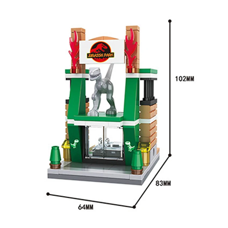 

Building Blocks Mini Street Jurassic Dinosaur Shop City Series Toys Educational Compatible With Model Toys For Children