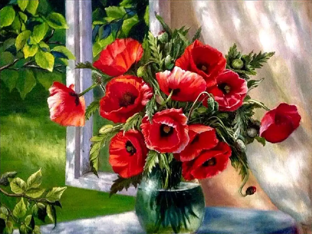 Алмазная 5D картина сделай сам вышивка крестиком с цветком мака алмазная Стразы