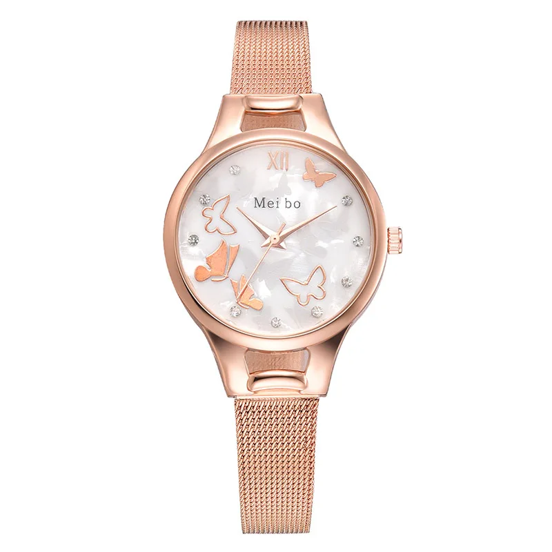 

ose gold Casual Quartz Stainless Steel butterfly Strap Watch Analog Wrist Watches woman watch brand luxury fashion wristwatch