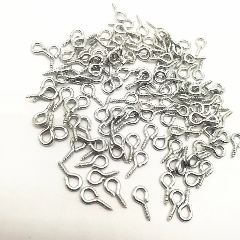 100pcs/lot 4x8mm Mini Eye Pins Eye pins Hooks Eyelets Screw Threaded Metal Jewelry Pendant Clasps DIY Jewelry Making Accessories Jewelry Findings & Components cheap