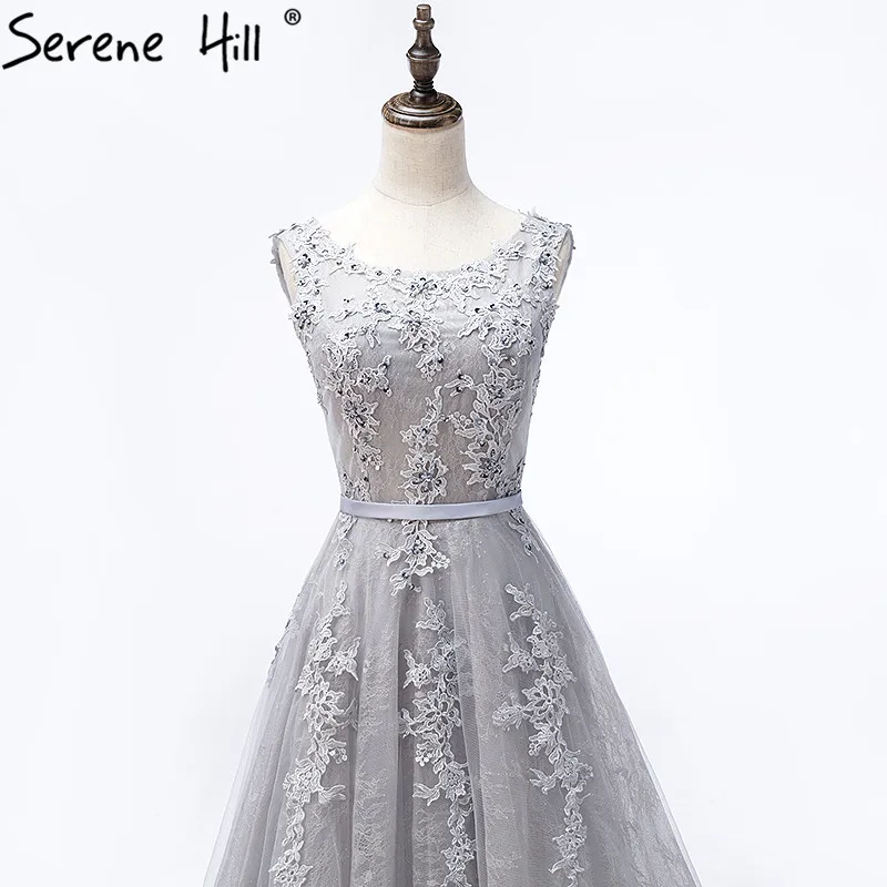 Robe De Soiree, серое кружевное длинное вечернее платье,, атласное, с поясом, длина до пола, ТРАПЕЦИЕВИДНОЕ платье для выпускного вечера, вечерние платья, Longo, BHA2152