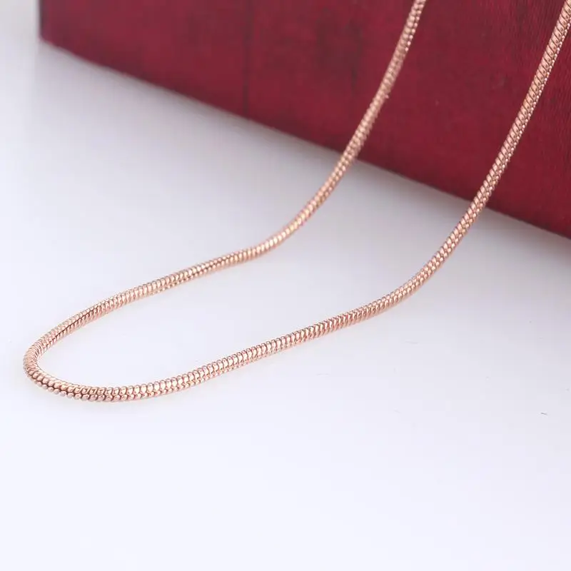 

free shipping 1mm width rose gold color link chains length 45cm 316L Stainless steel Necklace for men women jewelry wholesale