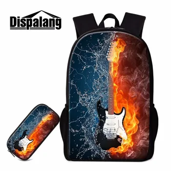 

Dispalang 3D Guitar Pattern School Bag Casual Bookbag cute Backpack Mochila Infantil design your own backbag pen bag combination