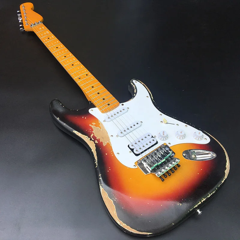 Floyd rose Relic ST electric guitar,Handmade Heavy Relic Electric