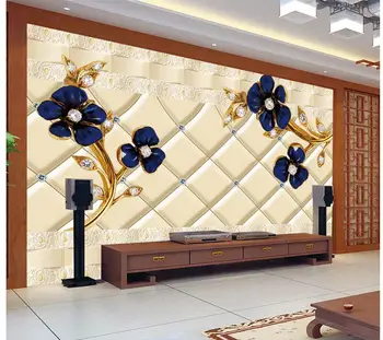 

3d customized wallpaper 3d wallpaper for room TV backdrop embossed three-dimensional flower diamond wall 3d wallpaper