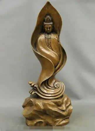 

S4176 23 China Buddhism Copper Bronze GuanYin Kwan-yin Bodhisattva Buddha Stone Statue