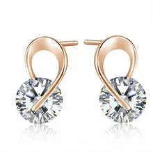 

Fashion New Rose Gold Copper Zircon Women Stud Earrings 3 Colors Rotating 9-shaped Stud Earrings For Women Girl Gift Wholesale