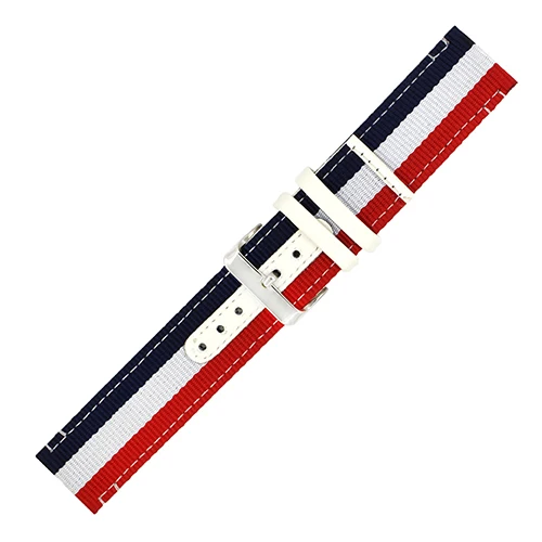 Нейлоновые НАТО кожаный ремешок 22 мм 24 для Maurice Lacroix холст ткань на запястье петли ремня браслет черный, белый цвет красные, синие - Цвет ремешка: White
