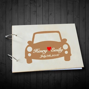 

Unique Custom Cartoon Car with Name and Date Wedding Signature Guestbook Personalized Engagement Anniversary Gifts Guest Book