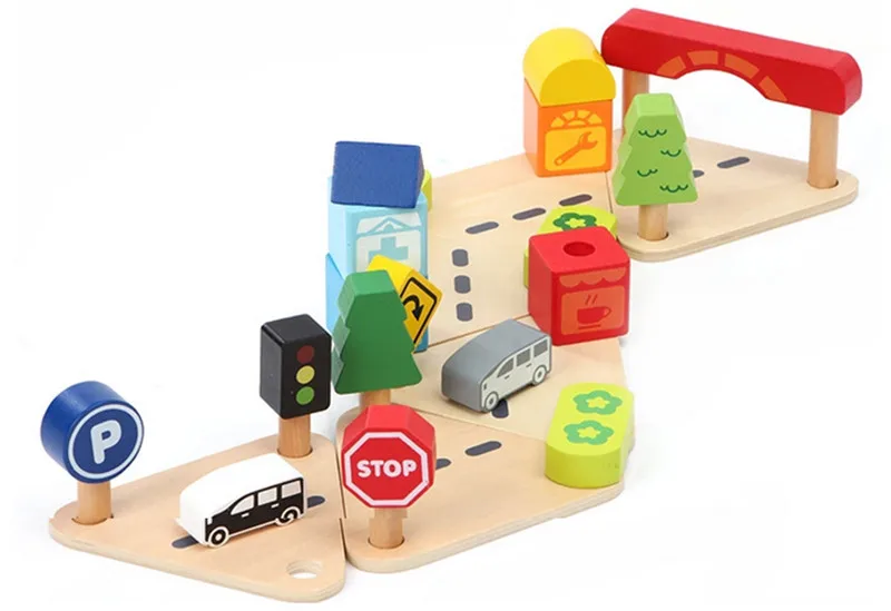 Новые деревянные Игрушки для маленьких детей 24 шт. городской дорожные знаки сцены детские развивающие Игрушечные лошадки детские подарки