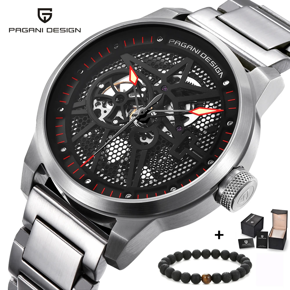 باجاني تصميم الجوف الهيكل العظمي ساعات آلية للرجال للماء شفافة أسفل ووتش الرجال الفولاذ المقاوم للصدأ ساعة اليد باجاني تصميم الجوف الهيكل العظمي ساعات آلية للرجال للماء شفافة أسفل ووتش الرجال الفولاذ المقاوم للصدأ ساعة اليد