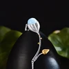 Lotus Fun Real 925 Sterling Silver Natural Stone Handmade Designer Fine Jewelry Elegant Lotus Buds Necklace for Women ► Photo 3/6