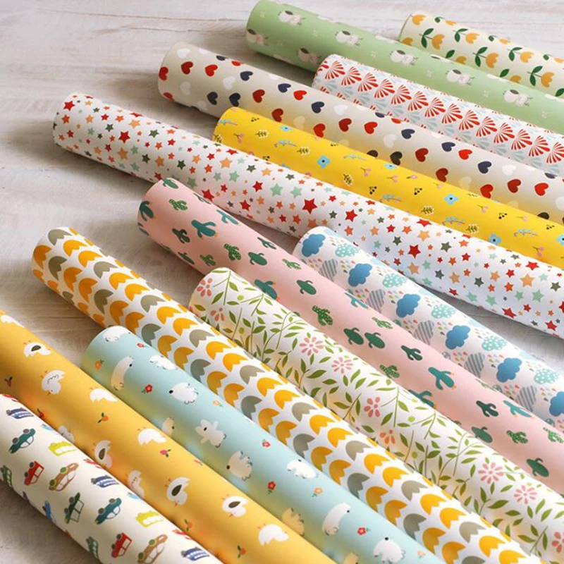 

10 Sheet Roll Floral Patterned Gift Packaging Flower Wrapping Packing Paper Background Craft DIY Scrapbook Accessiories 52X75cm