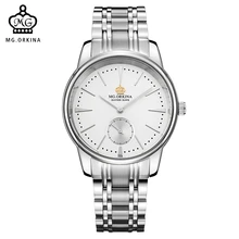 Мг. Orkina полный Нержавеющая сталь человек часы Ультратонкий чехол с сапфировым окном Для мужчин наручные часы Водонепроницаемый Для мужчин кварцевые часы