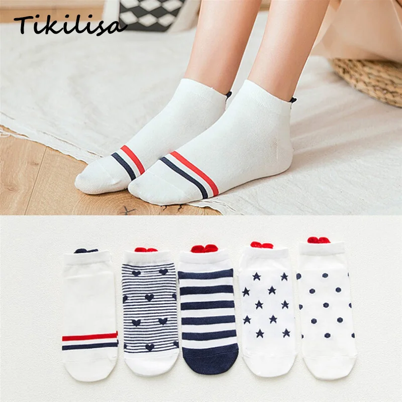 

1 Pair Cotton Women Socks Female Casual 3D Red Heart Socks Harajuku Cute Invisiable Short Ankle Slippers Girl Boat Socks