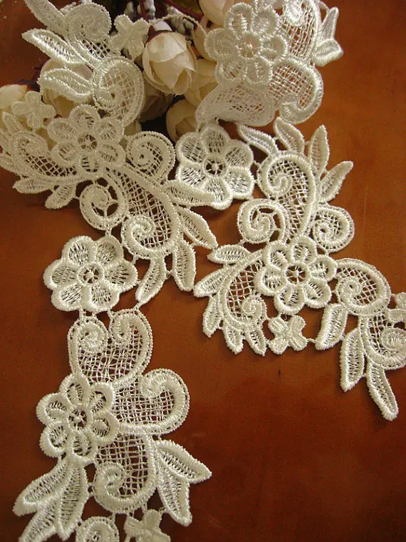 ivory lace applique by pairs with retro floral, venice lace applique, DGDH006Bin Lace from Home