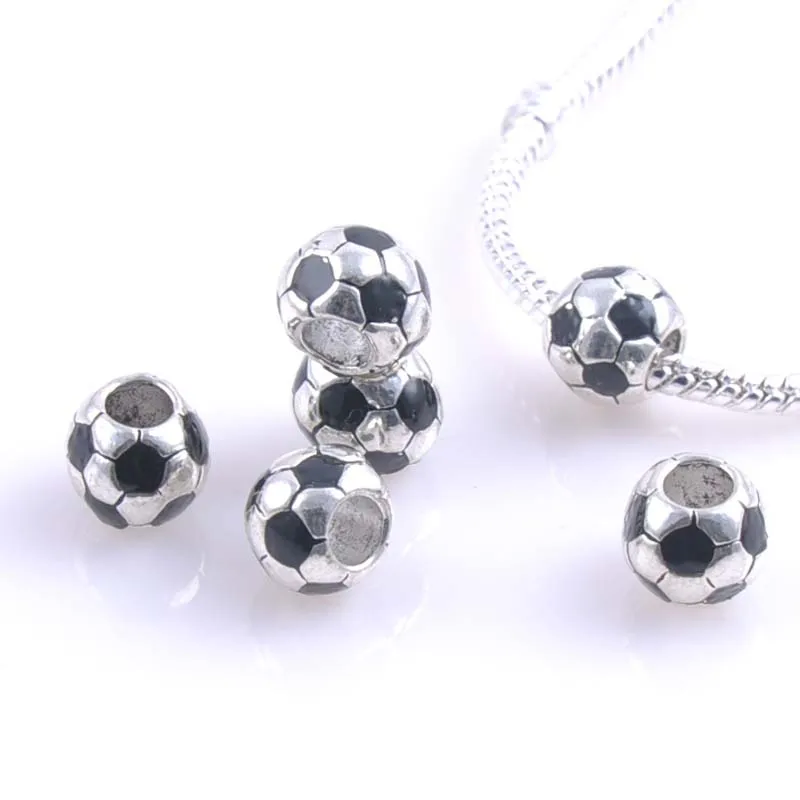 

10MM 10Pcs Silver football Spacers Beads Fit Charms Bracelets Jewelry Handmade DIY extanpaa flfaocma DK-050-X